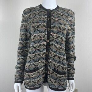 Vintage South Cotton Women Size S Hand Knitted Cardigan Cotton Sweater Lounge